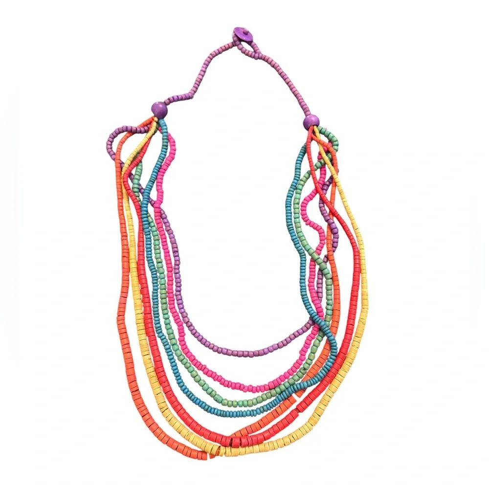 Multi-Color Beaded Layered Necklace - Women Jewelry - Picture 3 of 6